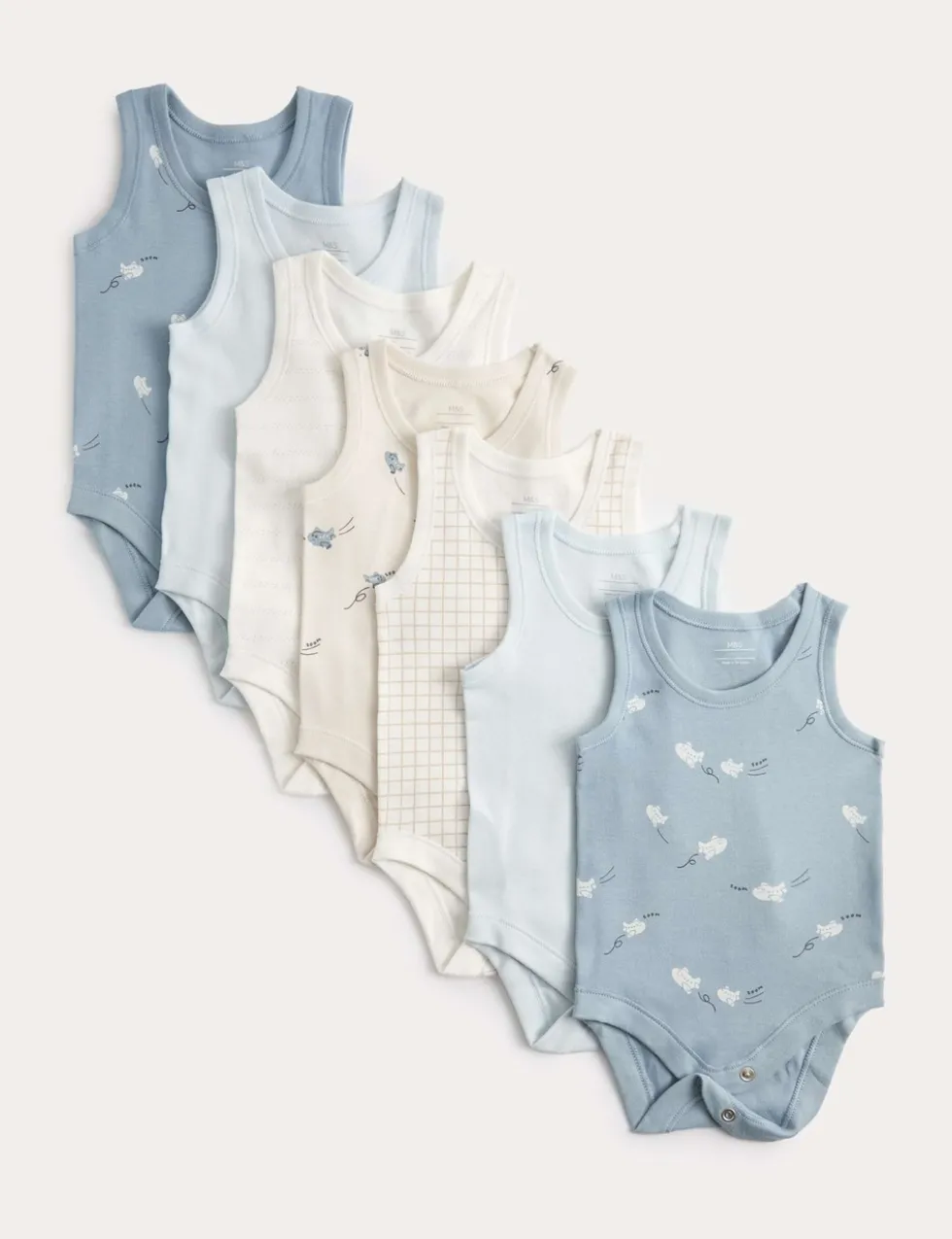 7 Pack Pure Cotton Patterned Bodysuits (7lbs-3 Yrs)