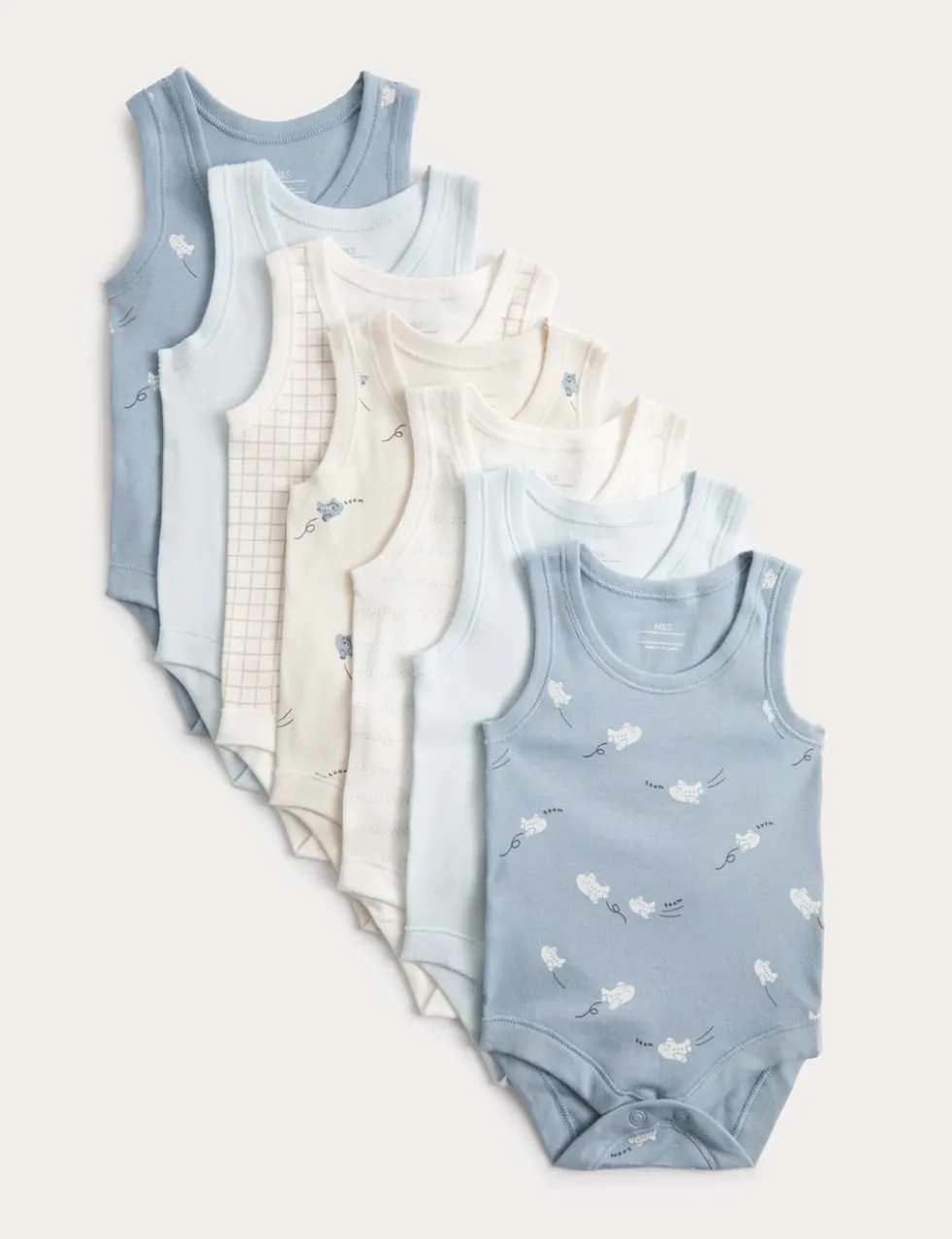 7 Pack Pure Cotton Patterned Bodysuits (7lbs-3 Yrs)