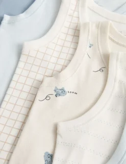7 Pack Pure Cotton Patterned Bodysuits (7lbs-3 Yrs)