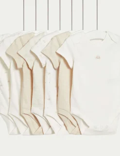 7 Pack Pure Cotton Patterned Bodysuits (5lbs-3 Yrs)