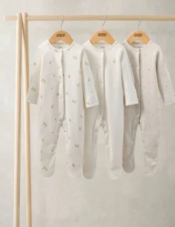 3 Pack Pure Cotton Pear Print Sleepsuit (7lbs-24 Mths)