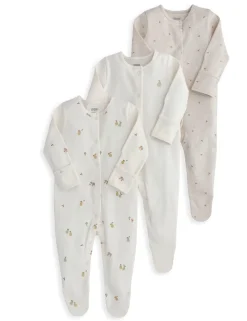 3 Pack Pure Cotton Pear Print Sleepsuit (7lbs-24 Mths)