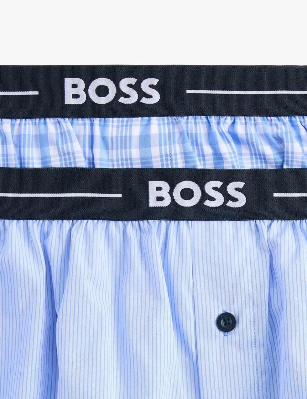 2 Pack Pure Cotton Plain Checked Boxers