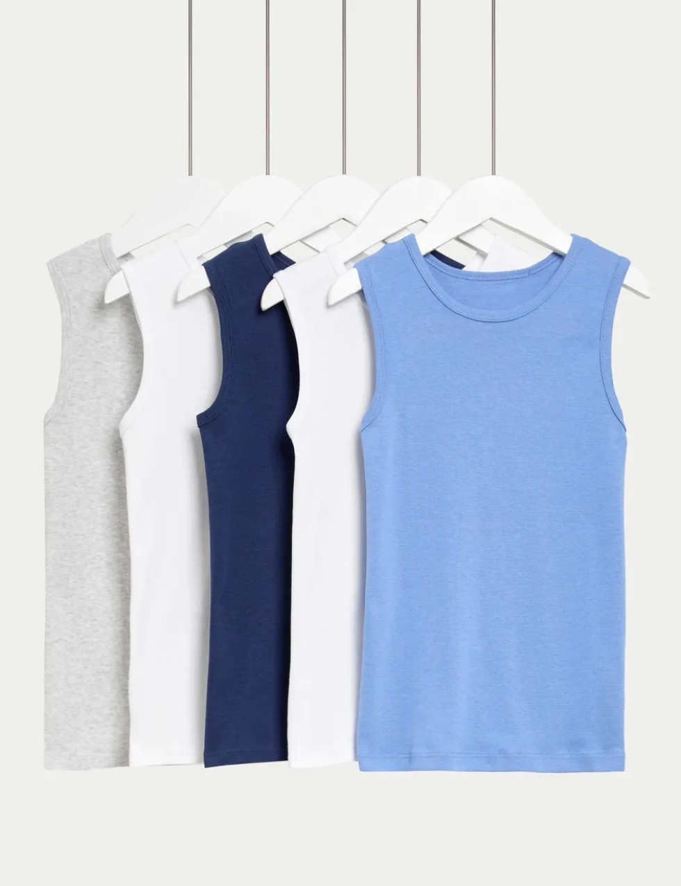 5 Pack Pure Cotton Plain Vests (2-14 Yrs)