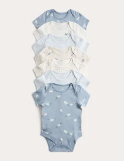 7 Pack Pure Cotton Plane Bodysuits (5lbs-3 Yrs)