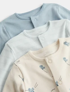 3 Pack Pure Cotton Plane Sleepsuits (5lbs-3 Yrs)