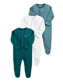 3 Pack Pure Cotton Plane Sleepsuits (0-24 Mths)