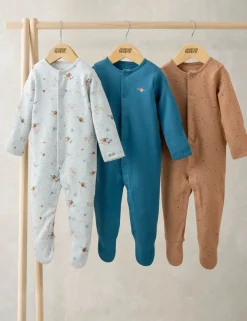 3 Pack Pure Cotton Planets Sleepsuits (0-24 Mths)
