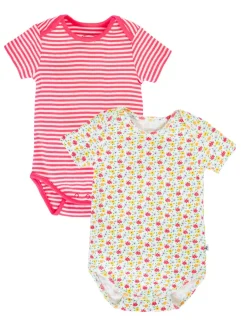 2 Pack Pure Cotton Pointelle Bodysuits (7lbs-24 Mths)