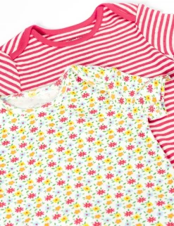 2 Pack Pure Cotton Pointelle Bodysuits (7lbs-24 Mths)
