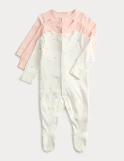 3 Pack Pure Cotton Printed Sleepsuits (0-3 Yrs)
