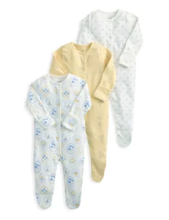 3 Pack Pure Cotton Printed Sleepsuits (0-24 Mths)