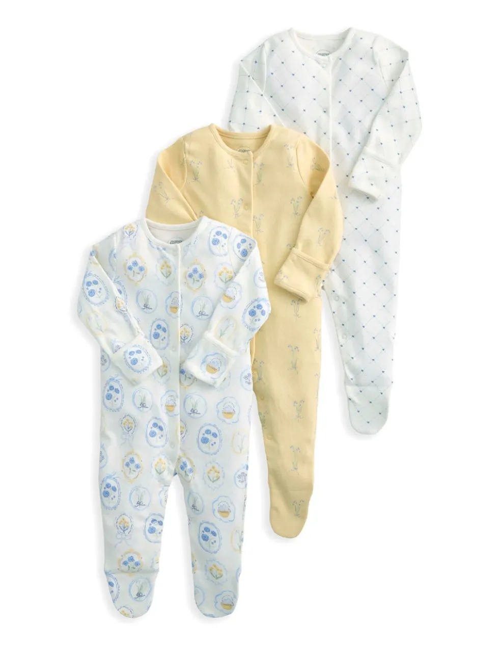 3 Pack Pure Cotton Printed Sleepsuits (0-24 Mths)