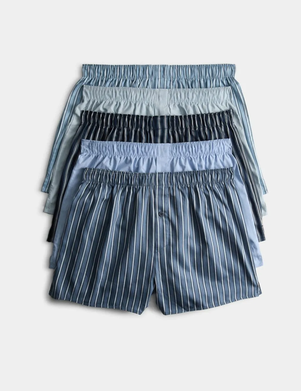 5 Pack Pure Cotton Sateen Striped Woven Boxers
