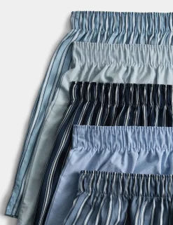 5 Pack Pure Cotton Sateen Striped Woven Boxers