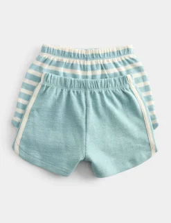 2 Pack Pure Cotton Side Stripe Shorts (0-5 Yrs)