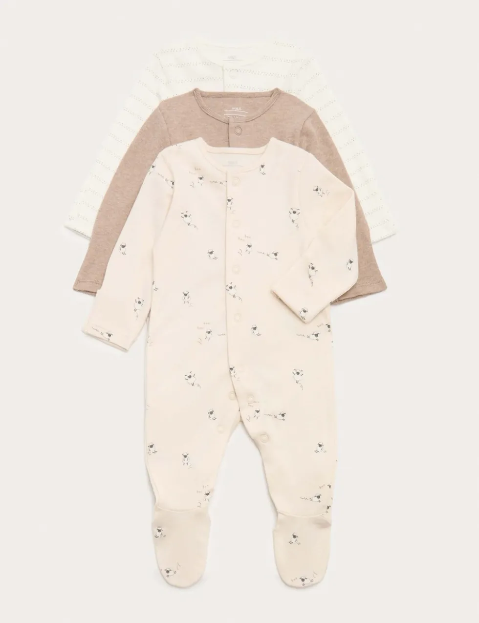 3 Pack Pure Cotton Sleepsuits (5lbs- 3 Yrs)