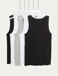 5 Pack Pure Cotton Sleeveless Vests