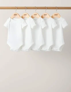 5 Pack Pure Cotton Slogan Bodysuits (7lbs-2 Yrs)