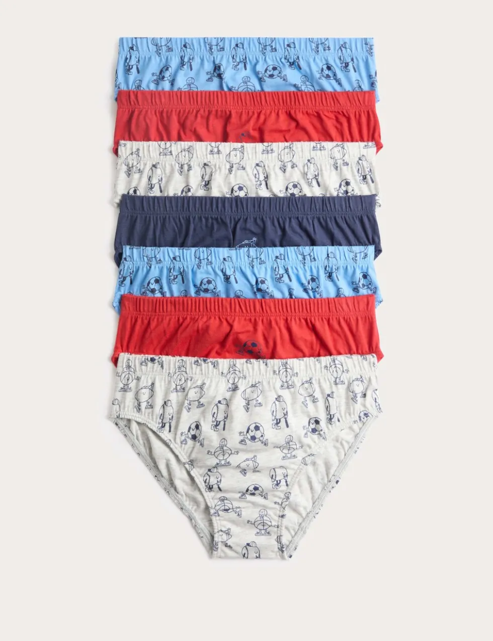 7 Pack Pure Cotton Sports Print Briefs (18 Mths-14 Yrs)