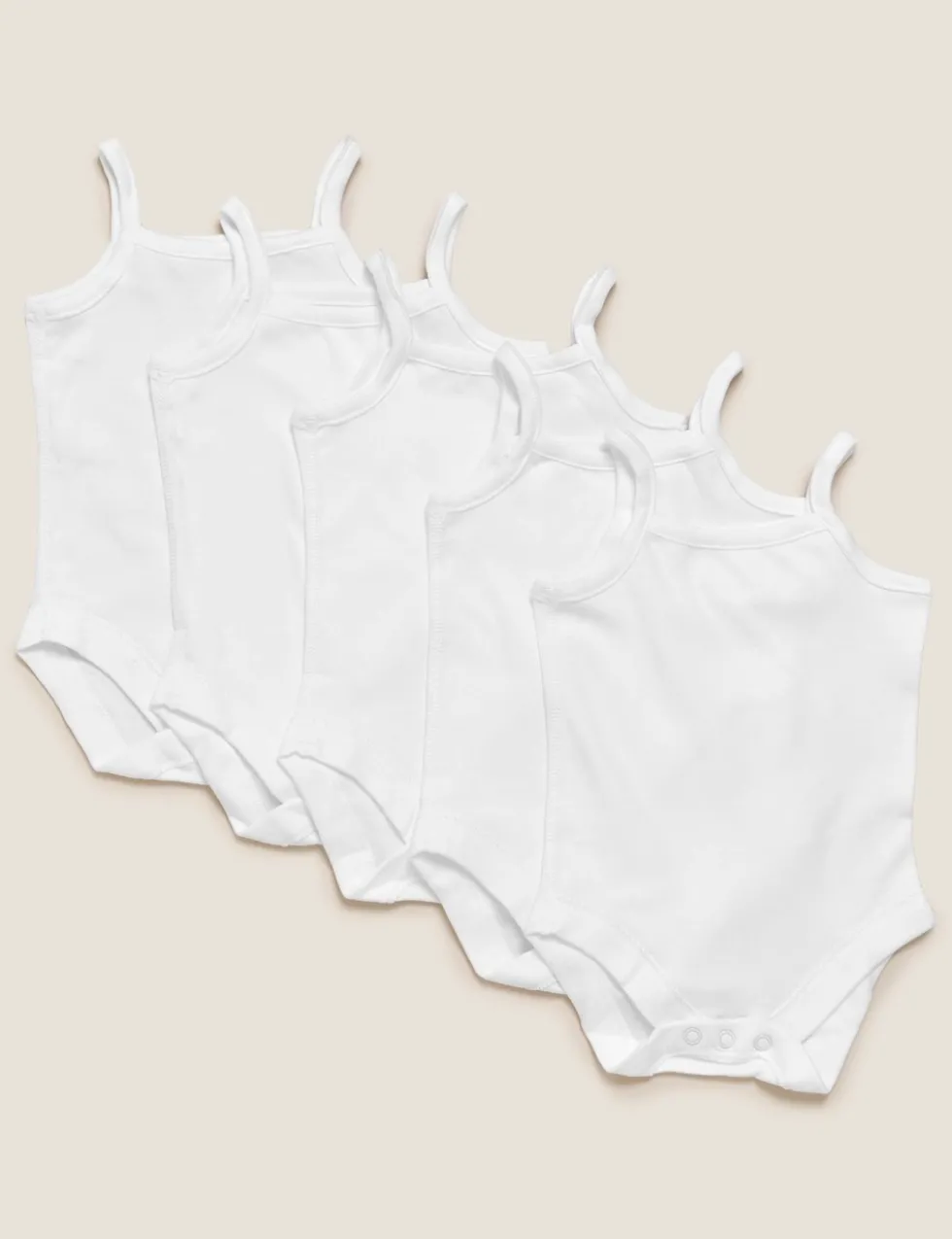 5 Pack Pure Cotton Strappy Bodysuits (6½lbs-3 Yrs)