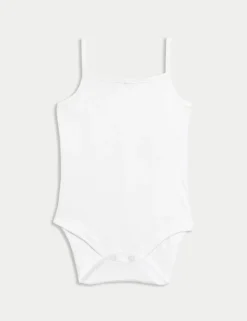 5 Pack Pure Cotton Strappy Bodysuits (6½lbs-3 Yrs)
