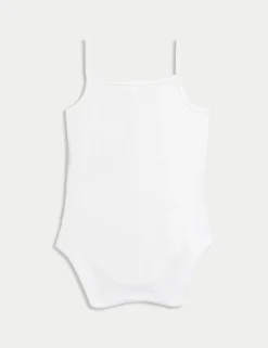 5 Pack Pure Cotton Strappy Bodysuits (6½lbs-3 Yrs)