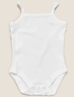 5 Pack Pure Cotton Strappy Bodysuits (6½lbs-3 Yrs)