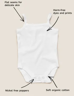5 Pack Pure Cotton Strappy Bodysuits (6½lbs-3 Yrs)