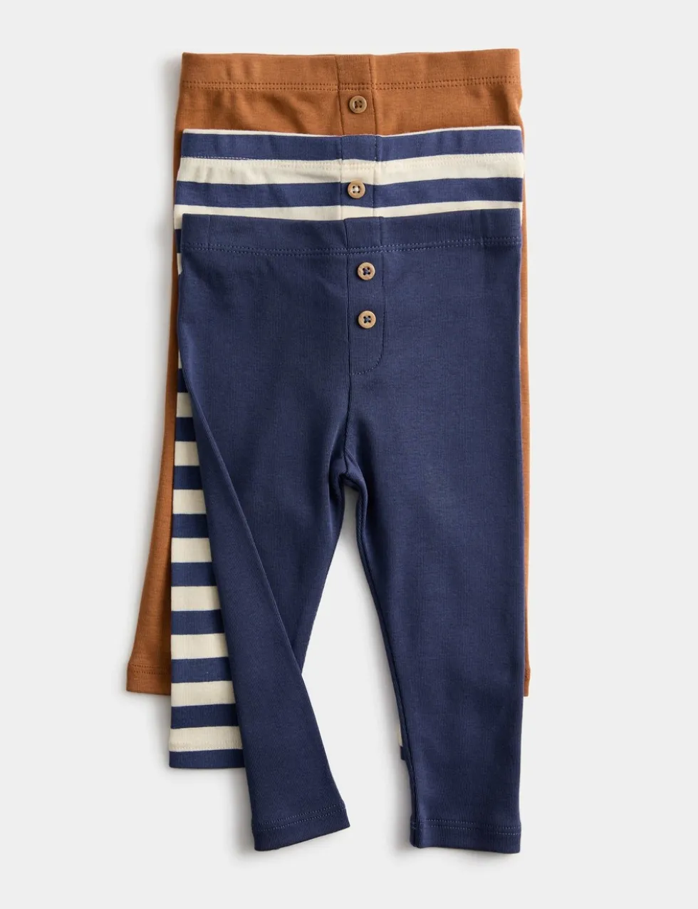 3 Pack Pure Cotton Striped Leggings (0-3 Yrs)