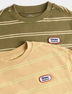 3 Pack Pure Cotton Striped T-Shirts (2-8 Yrs)