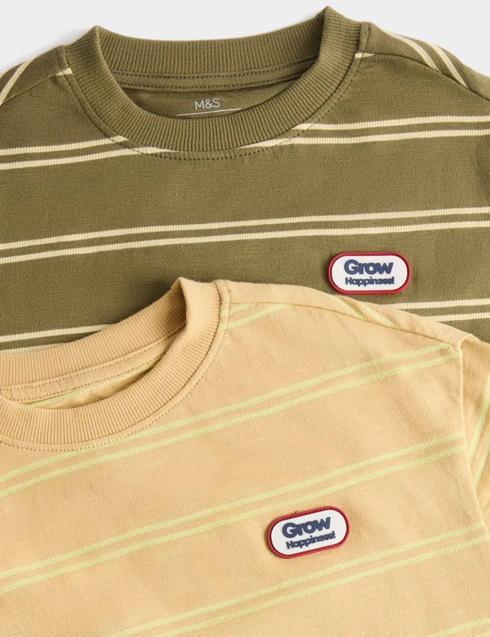 3 Pack Pure Cotton Striped T-Shirts (2-8 Yrs)