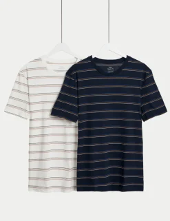 2 Pack Pure Cotton Striped T-Shirts