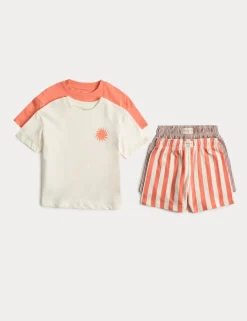 2 Pack Pure Cotton Sun Graphic Pyjamas (1-8 Yrs)