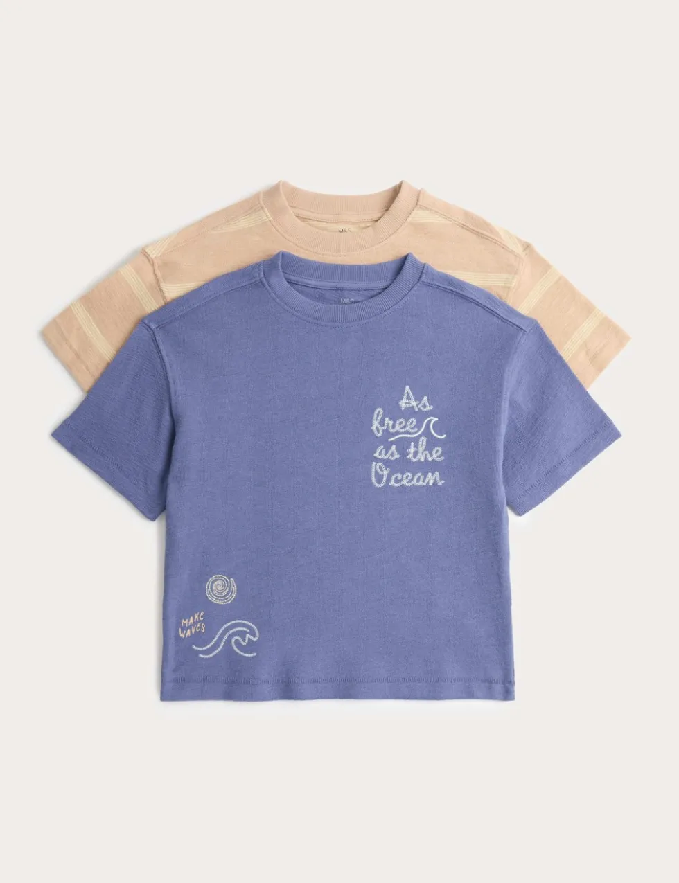 2 Pack Pure Cotton Textured T-Shirts (2-8 Yrs)