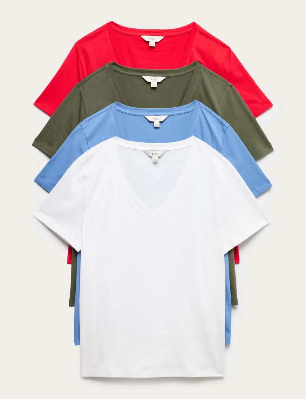 4 Pack Pure Cotton V-Neck T-Shirts