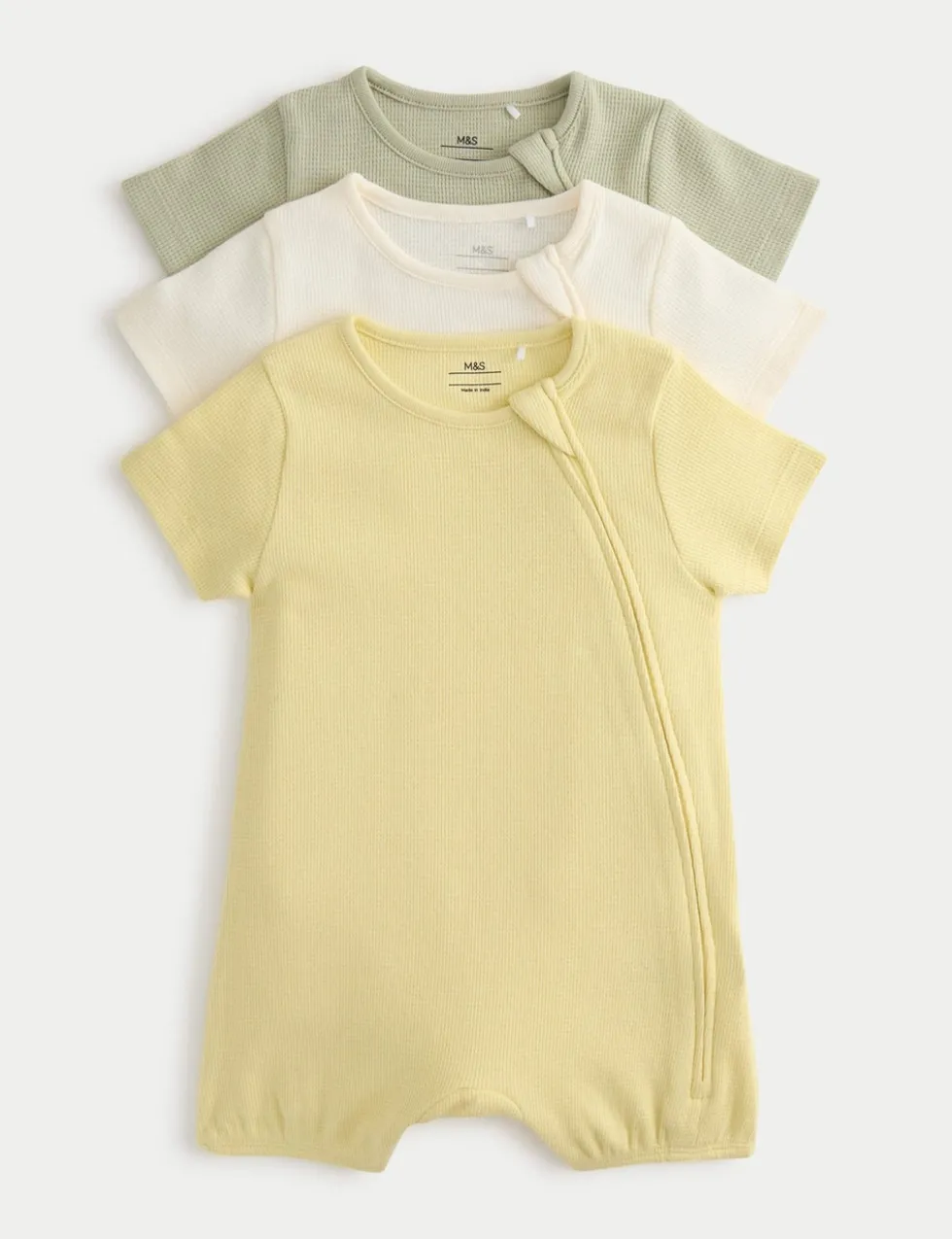3 Pack Pure Cotton Waffle Rompers (7lbs-3 Yrs)