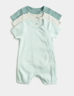 3 Pack Pure Cotton Waffle Rompers (7lbs-3 Yrs)