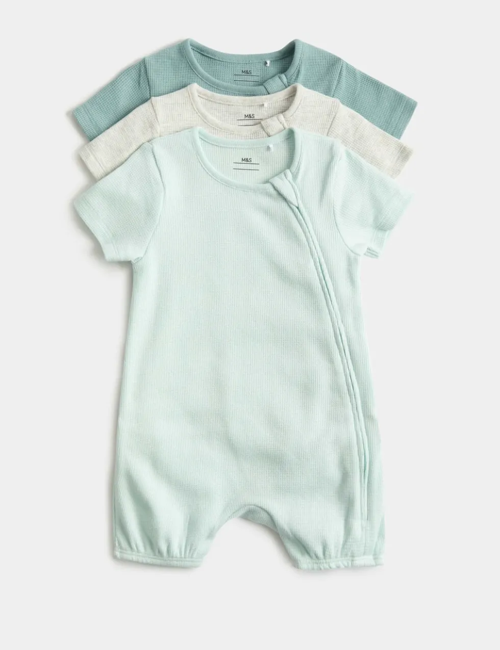 3 Pack Pure Cotton Waffle Rompers (7lbs-3 Yrs)
