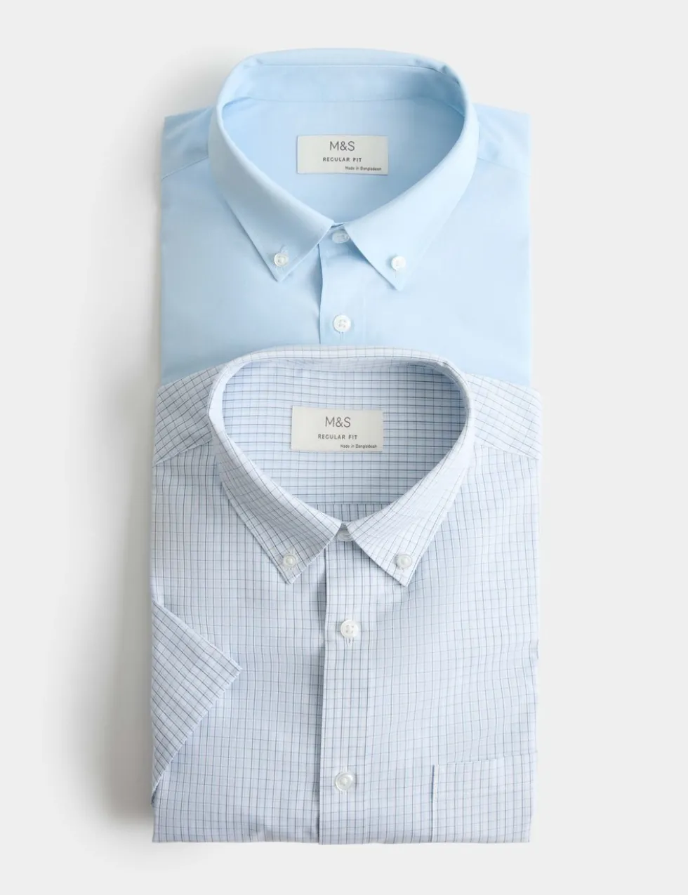2 Pack Regular Fit Check Short Sleeve Shirts