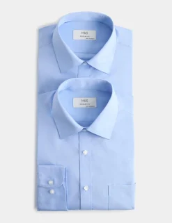 2 Pack Regular Fit Easy Iron Cotton Blend Shirts