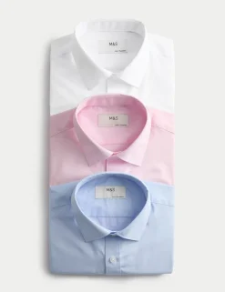 3 Pack Regular Fit Easy Iron Long Sleeve Shirts