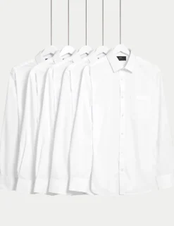 5 Pack Regular Fit Easy Iron Long Sleeve Shirts
