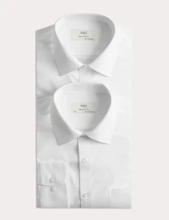 2 Pack Regular Fit Easy Iron Cotton Blend Shirts