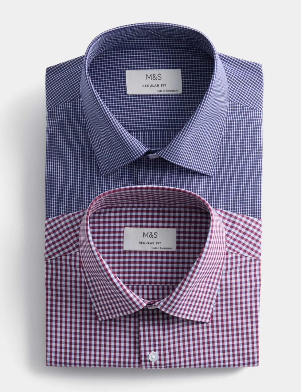 2 Pack Regular Fit Easy Iron Check Shirts