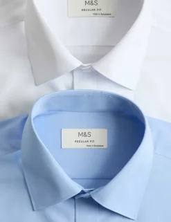 2 Pack Regular Fit Easy Iron Cotton Blend Shirts