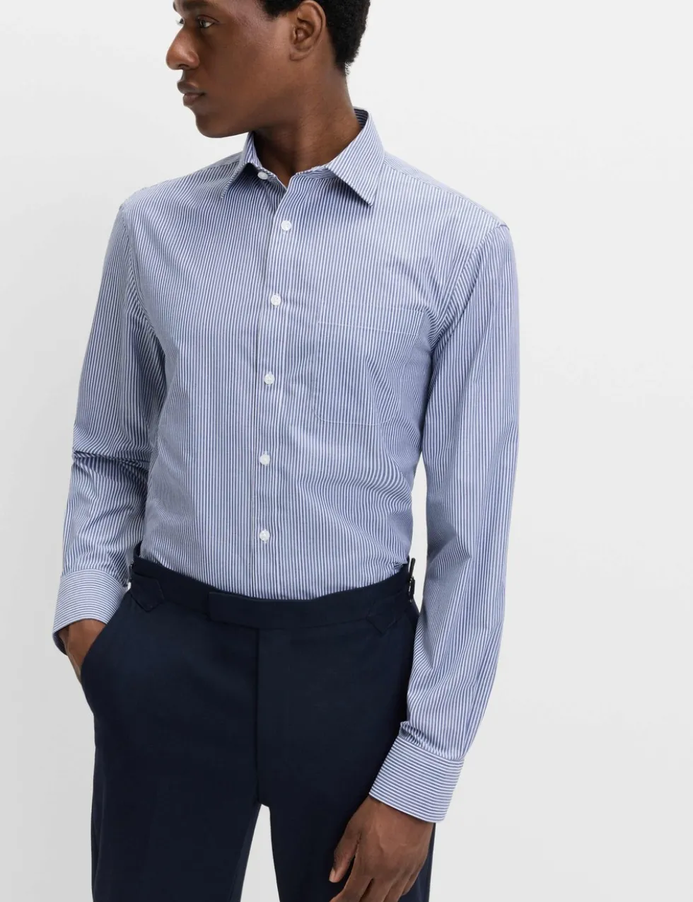 2 Pack Regular Fit Easy Iron Cotton Blend Striped Shirts