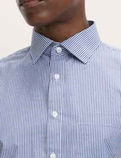 2 Pack Regular Fit Easy Iron Cotton Blend Striped Shirts