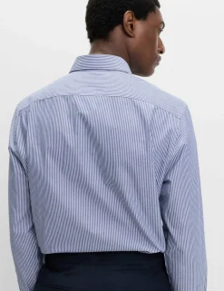 2 Pack Regular Fit Easy Iron Cotton Blend Striped Shirts