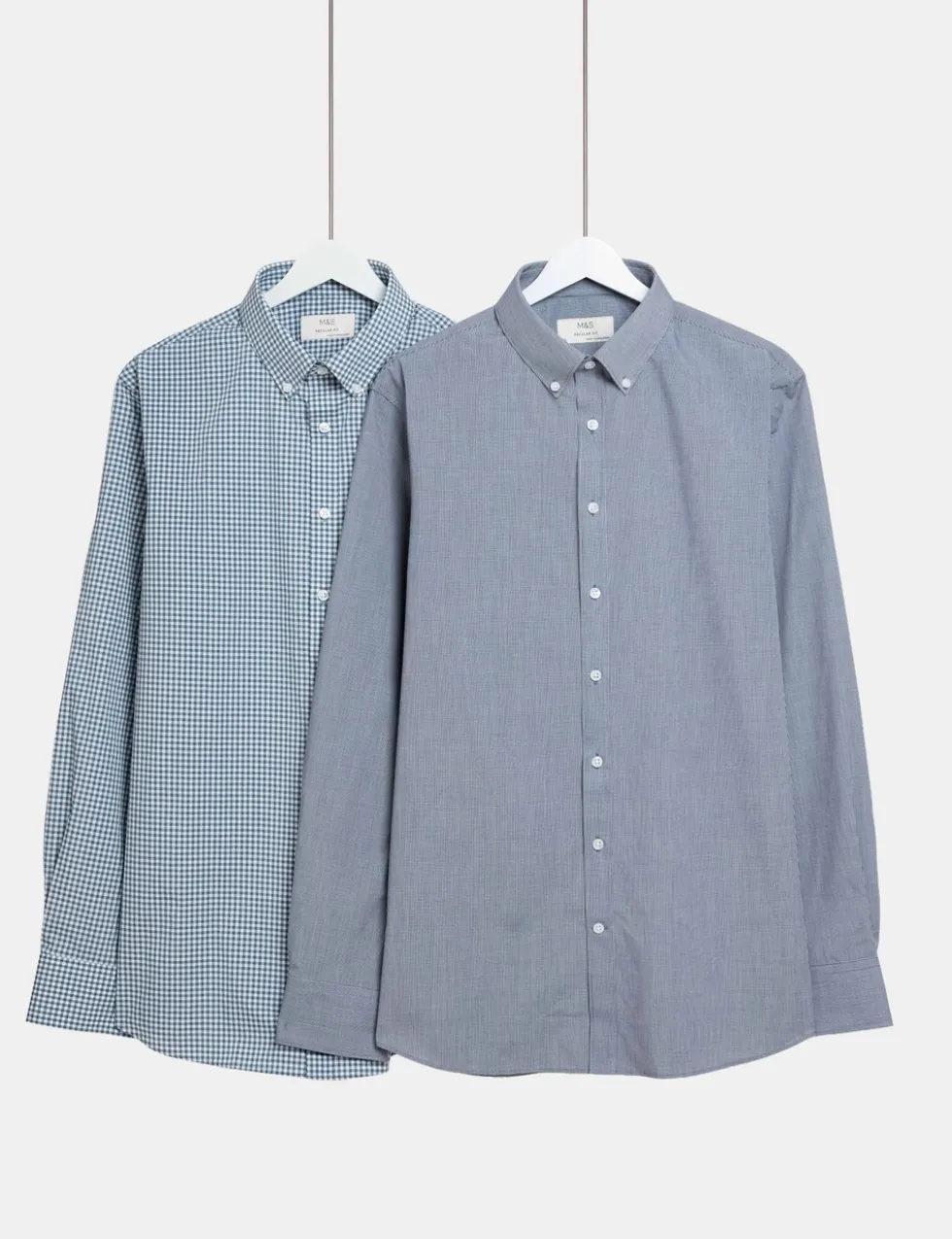 2 Pack Regular Fit Easy Iron Check Shirts